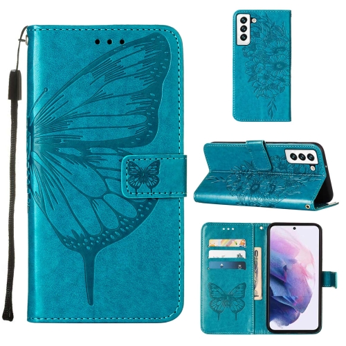  Samsung Galaxy S22 Fodral Butterfly Läder Blå