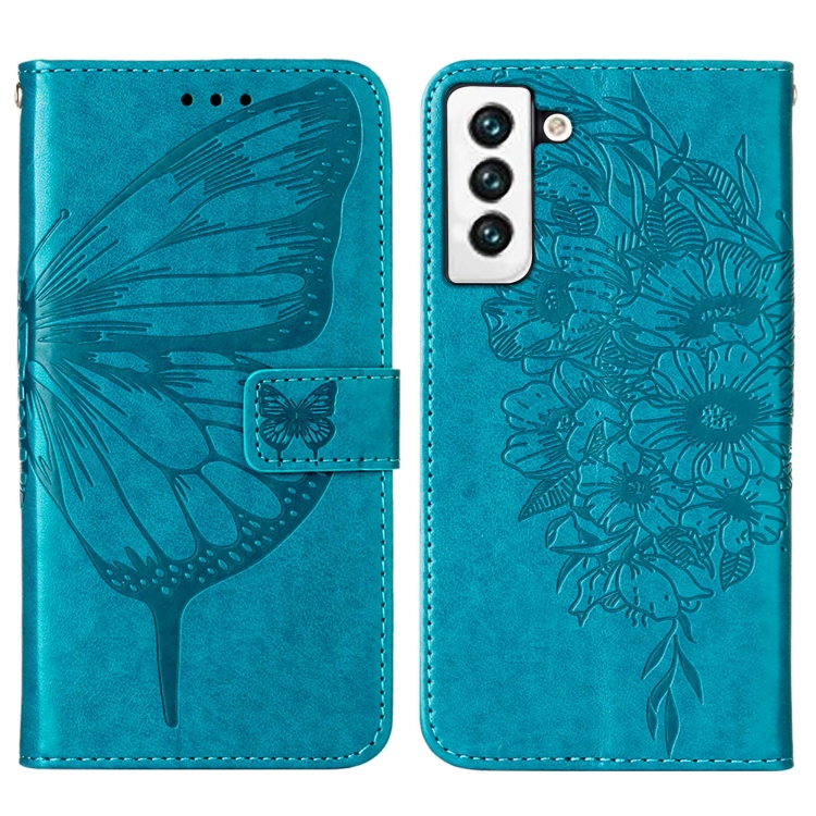  Samsung Galaxy S22 Fodral Butterfly Läder Blå