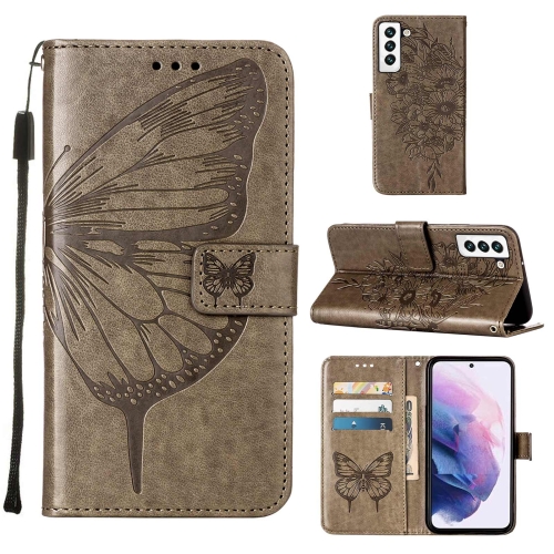  Samsung Galaxy S22 Fodral Butterfly Läder Grå