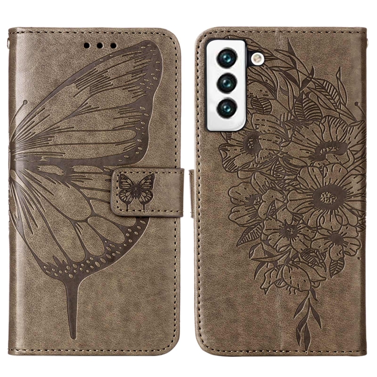  Samsung Galaxy S22 Fodral Butterfly Läder Grå