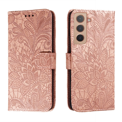  Samsung Galaxy S22 Fodral Flower Textur Roséguld