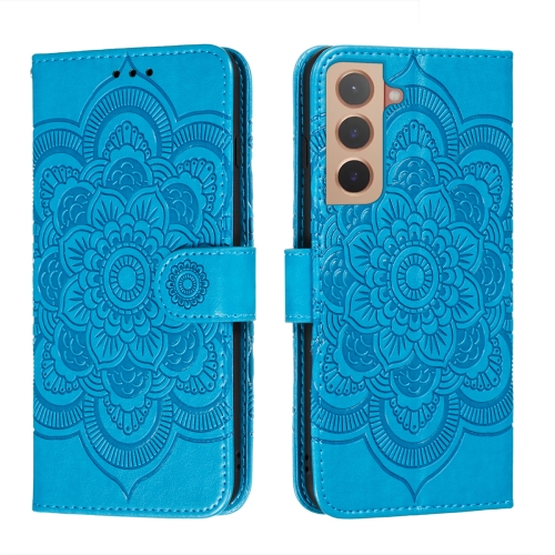  Samsung Galaxy S22 Fodral Sun Mandala Läder Blå