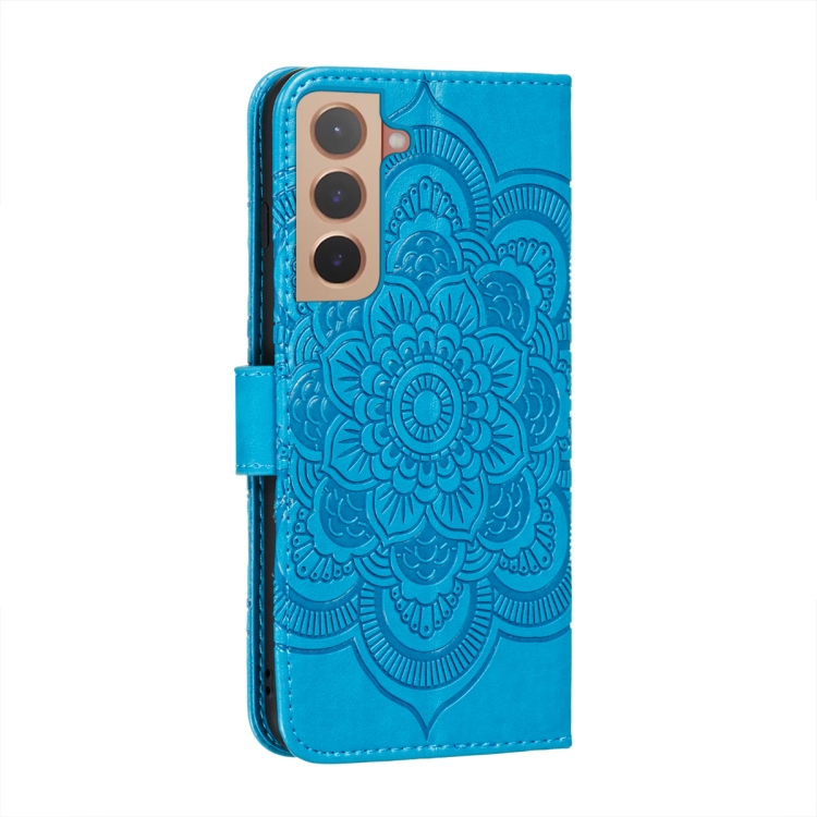 Samsung Galaxy S22 Fodral Sun Mandala Läder Blå