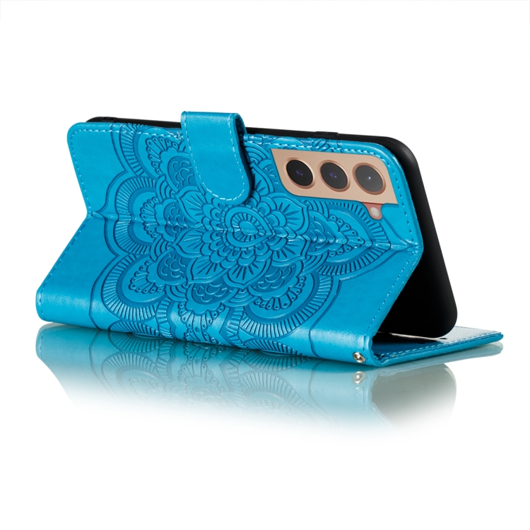  Samsung Galaxy S22 Fodral Sun Mandala Läder Blå