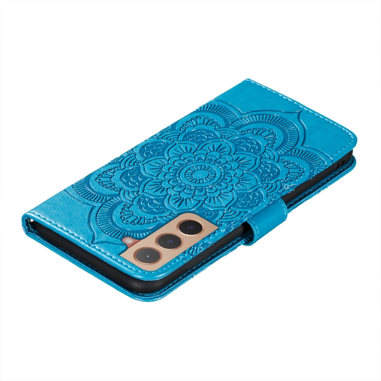 Samsung Galaxy S22 Fodral Sun Mandala Läder Blå