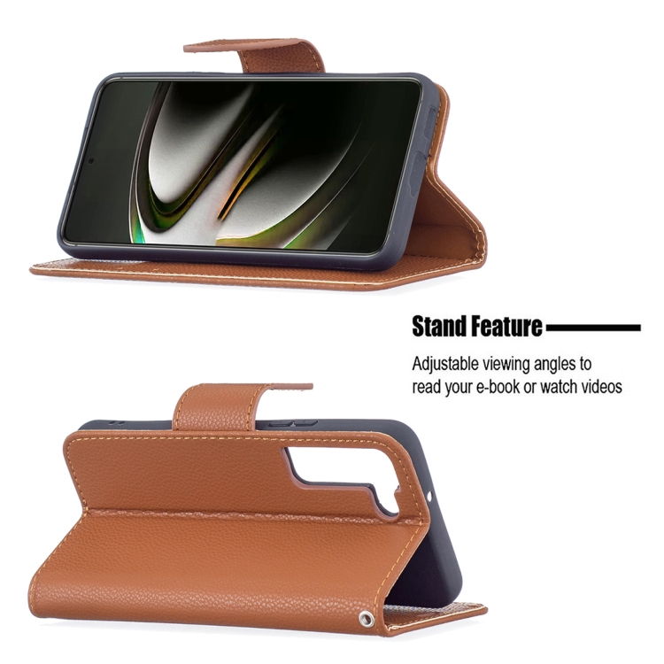  Samsung Galaxy S22 Fodral Litchi Shark Brun