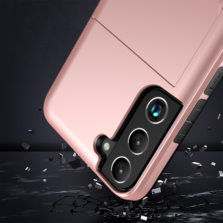  Samsung Galaxy S22 Skal Hybrid Kortfack Roséguld