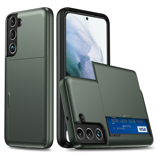  Samsung Galaxy S22 Skal Hybrid Kortfack Mörk Grön