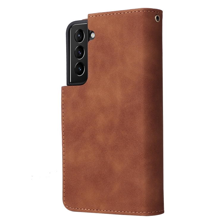  Samsung Galaxy S22 Fodral Multifunktionell Läder Brun