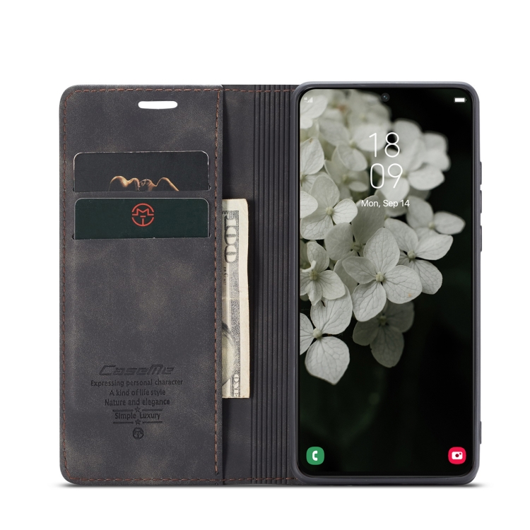CASEME CASEME Samsung Galaxy S22 Fodral Flip Retro Läder Svart