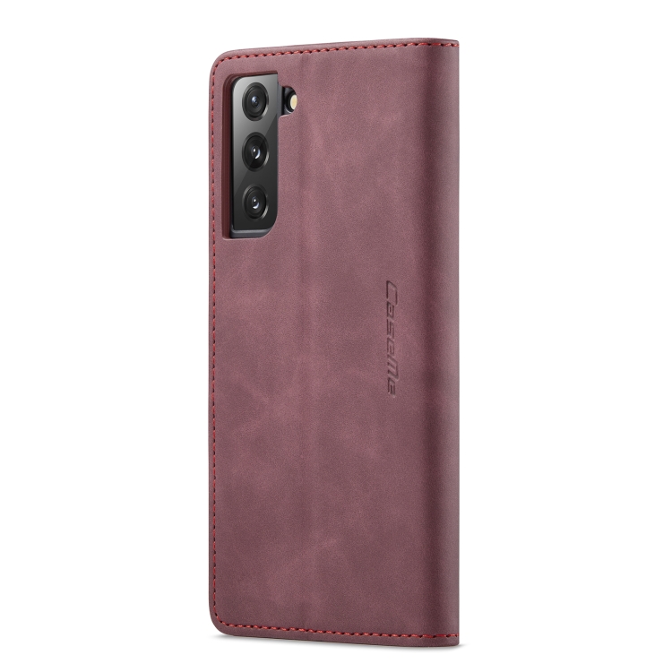 CASEME CASEME Samsung Galaxy S22 Fodral Flip Retro Läder Röd