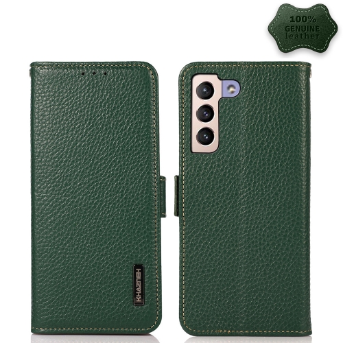 KHAZNEH KHAZNEH Samsung Galaxy S22 Fodral RFID Litchi Äkta Läder Grön