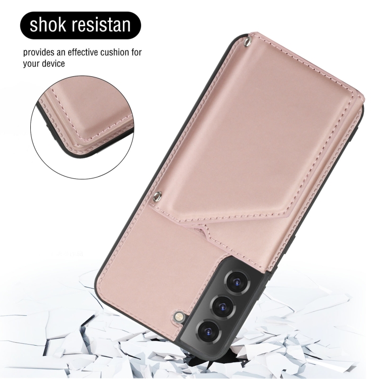  Samsung Galaxy S22 Skal Skin Touch Med Kortfack Roséguld