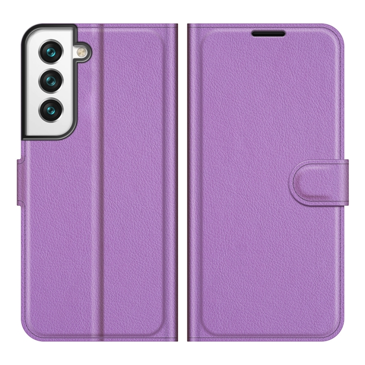  Samsung Galaxy S22 Fodral Litchi Textur Lila