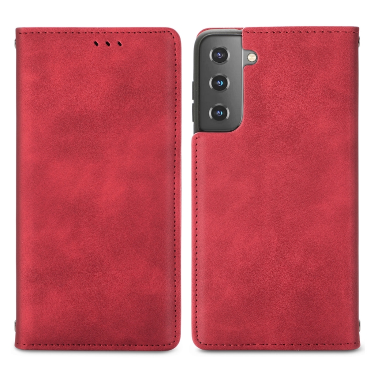  Samsung Galaxy S22 Fodral Flip Retro Läder Röd