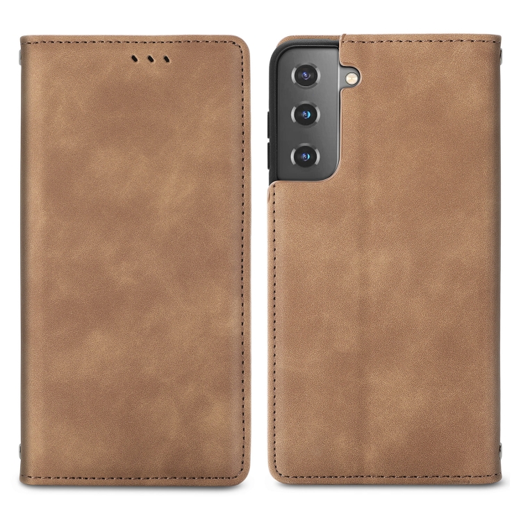  Samsung Galaxy S22 Fodral Flip Retro Läder Brun