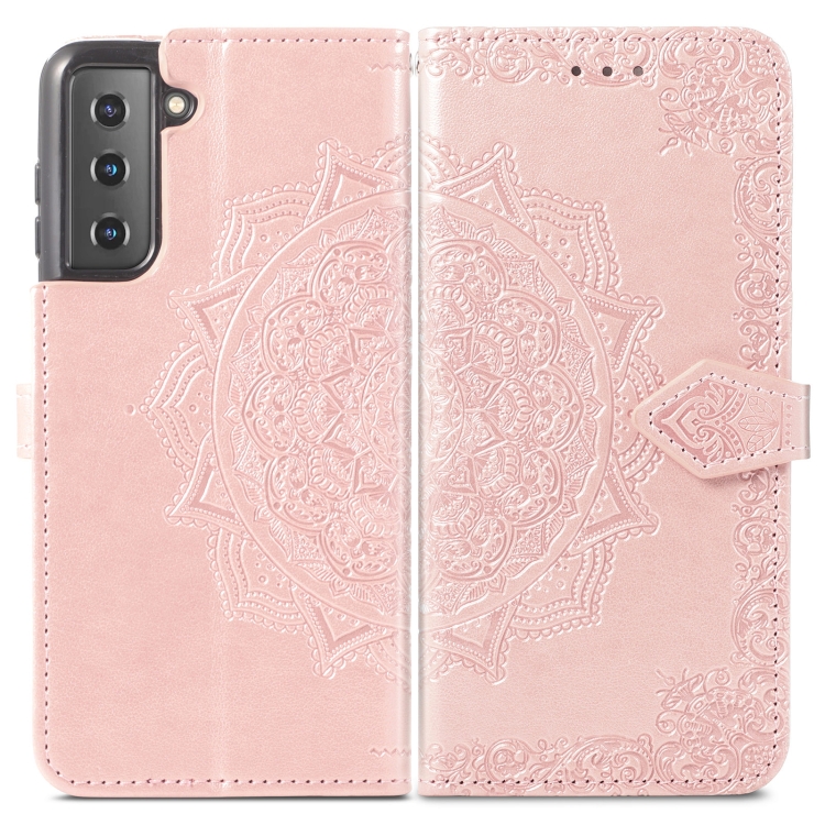  Samsung Galaxy S22 Fodral Mandala Läder Roséguld