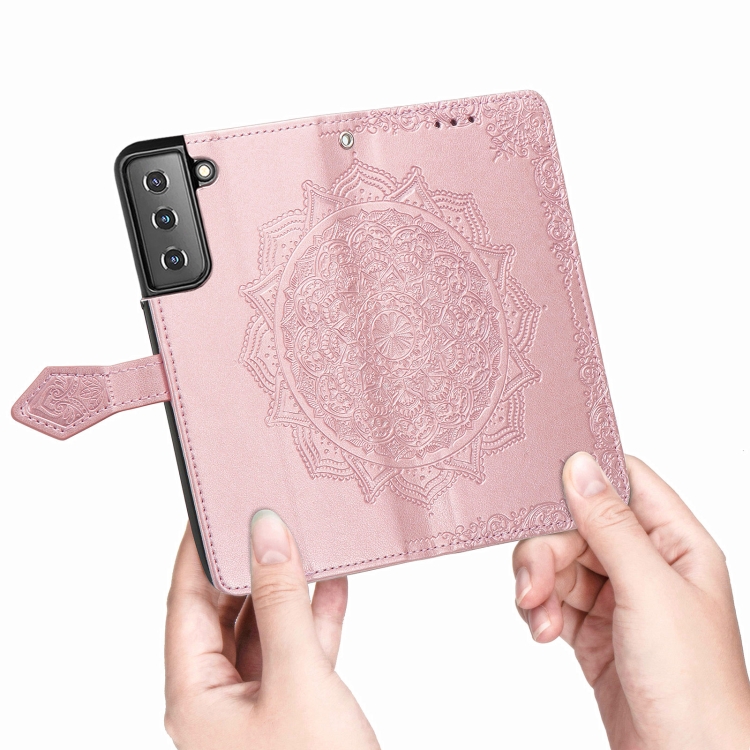  Samsung Galaxy S22 Fodral Mandala Läder Roséguld