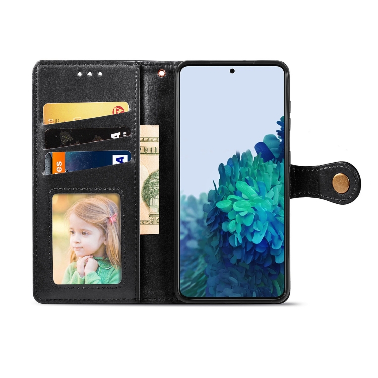  Samsung Galaxy S22 Fodral Solid Läder Magnetisk Mässing Svart