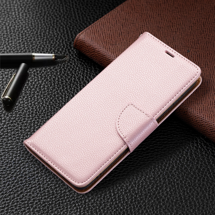  Samsung Galaxy S21 FE Fodral Litchi Textur Roséguld