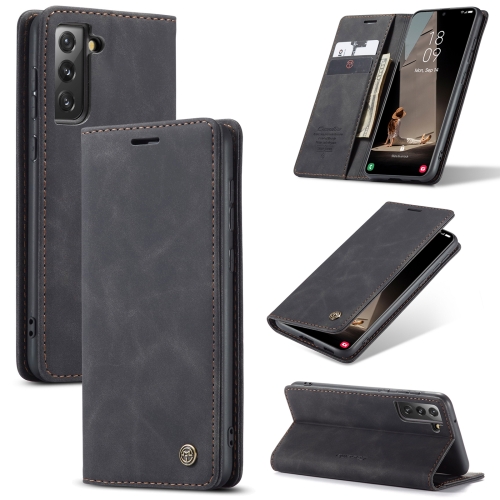 CASEME CASEME Samsung Galaxy S21 FE Fodral Retro Flip Läder Svart