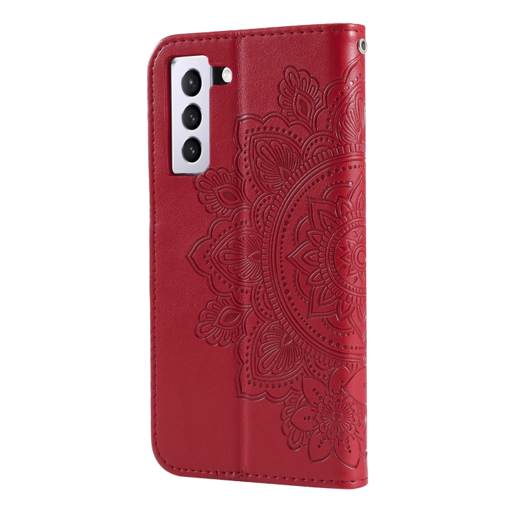  Samsung Galaxy S21 FE Fodral Mandala Läder Röd