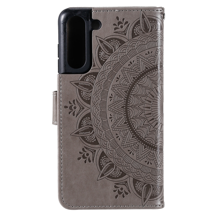  Samsung Galaxy S21 FE Fodral Mandala Läder Grå