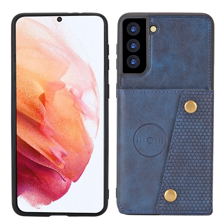  Samsung Galaxy S21 FE Skal Med Kortfack Och Magnet Blå