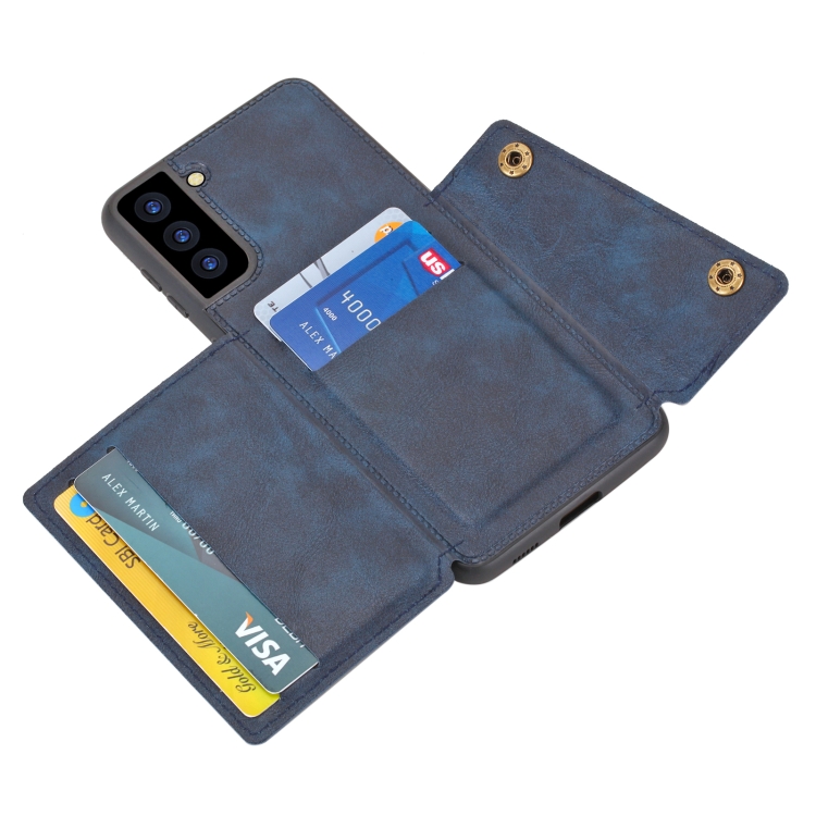  Samsung Galaxy S21 FE Skal Med Kortfack Och Magnet Blå