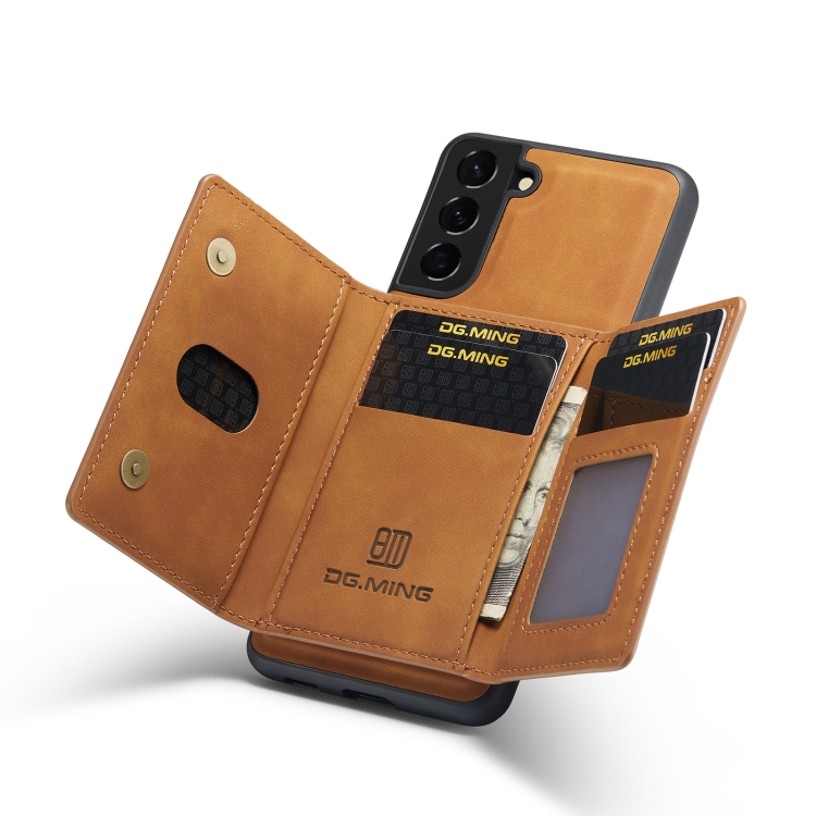 DG.MING DG.MING Samsung Galaxy S21 FE Skal 2in1 Magnetisk Avtagbart Kortfack Brun