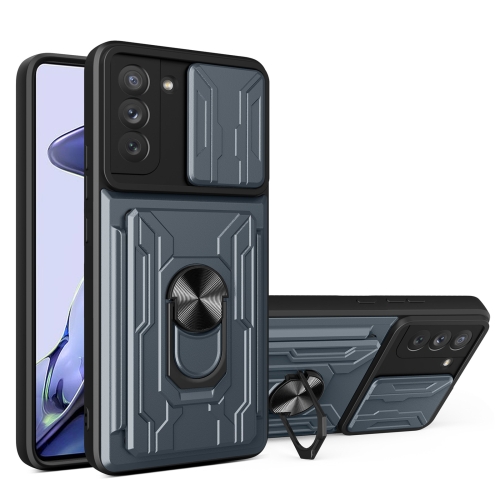  Samsung Galaxy S21 FE Skal Camshield Hybrid Ring Grå