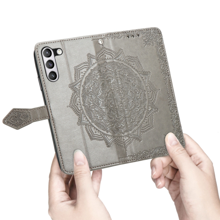  Samsung Galaxy S21 FE Fodral Mandala Flower Grå
