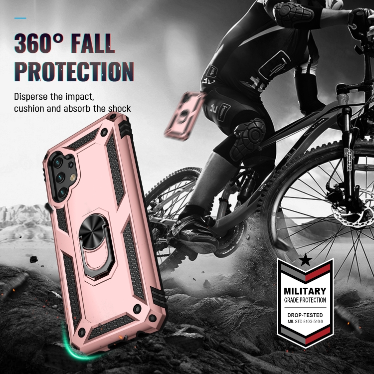  Samsung Galaxy A13 4G Skal Shockproof Ring Armor Roséguld