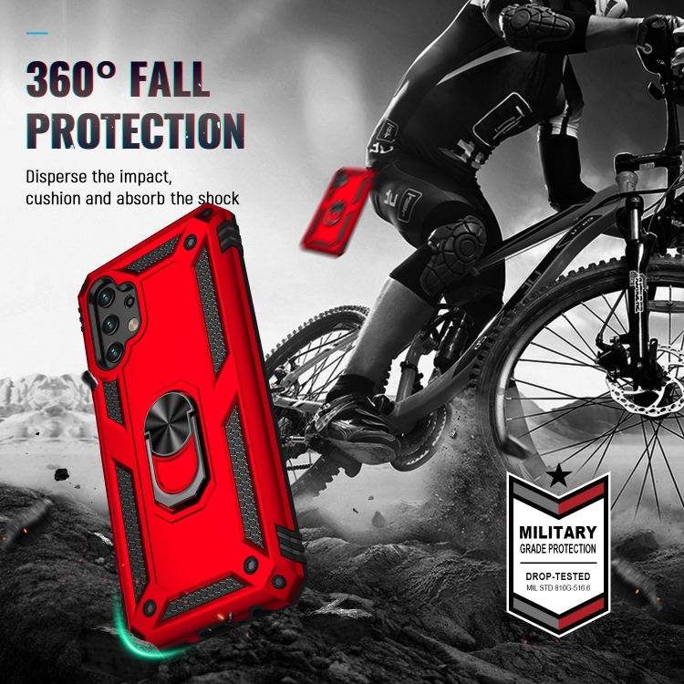  Samsung Galaxy A13 4G Skal Shockproof Ring Armor Röd
