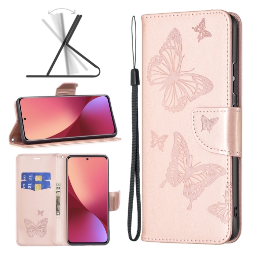  Xiaomi 12 Fodral Tryck Butterfly Roséguld