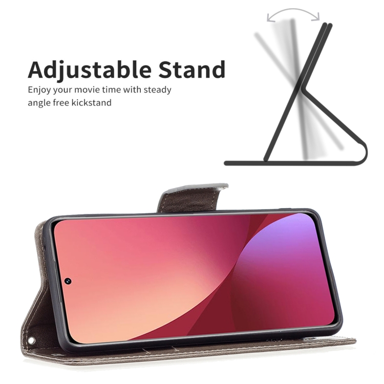  Xiaomi 12 Fodral Tryck Butterfly Grå