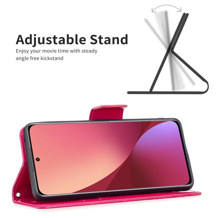  Xiaomi 12 Fodral Tryck Butterfly Rosa