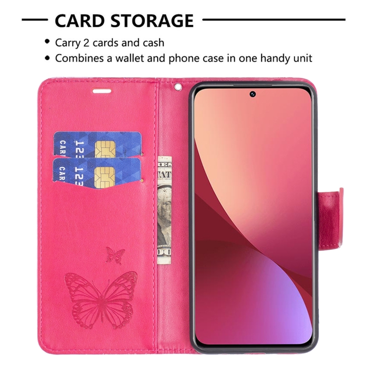  Xiaomi 12 Fodral Tryck Butterfly Rosa