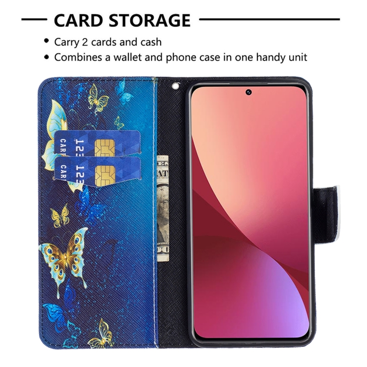  Xiaomi 12 Fodral Med Tryck Guld Fjäril