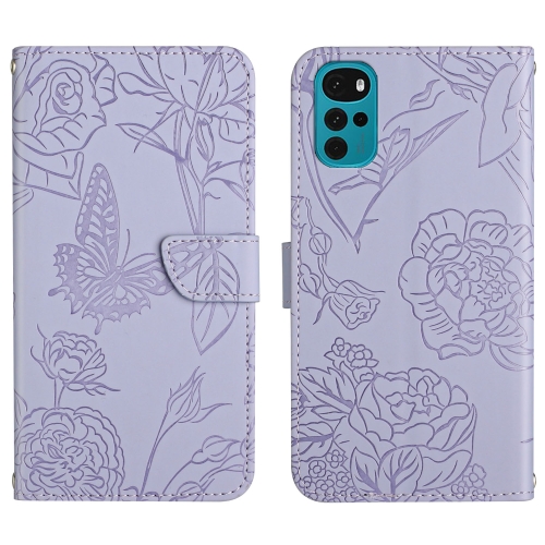  Motorola Moto G22 Fodral Fjäril/Pion präglad Lila