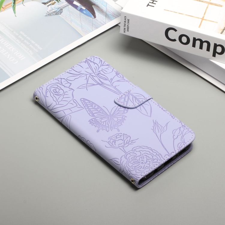  Motorola Moto G22 Fodral Fjäril/Pion präglad Lila
