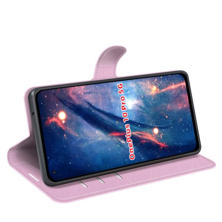  OnePlus 10 Pro 5G Fodral Litchi Textur Ljus Rosa