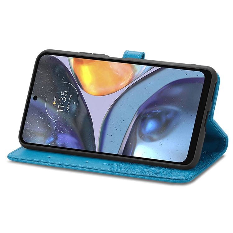 Motorola Moto G22 Fodral Mandala Läder Blå