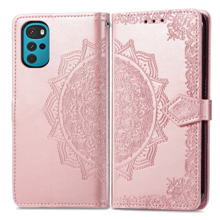  Motorola Moto G22 Fodral Mandala Läder Roséguld