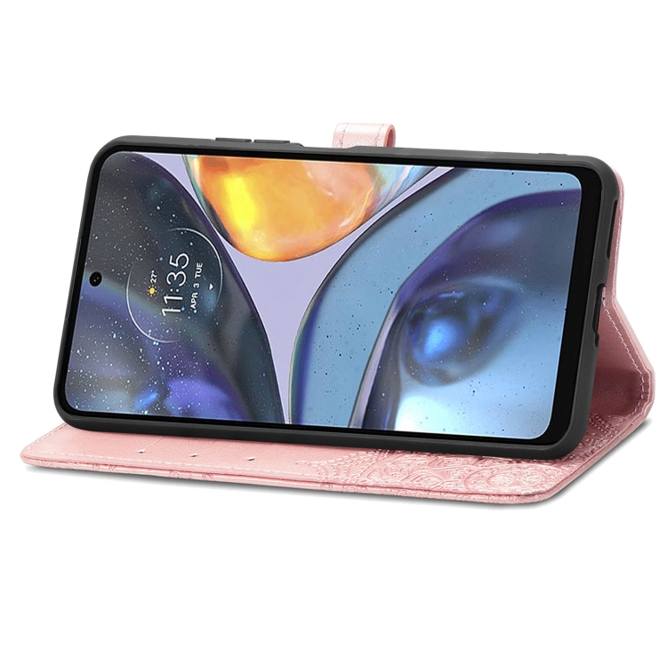  Motorola Moto G22 Fodral Mandala Läder Roséguld