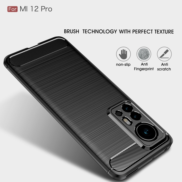  Xiaomi 12 Pro Skal Borstad Stål Textur Svart