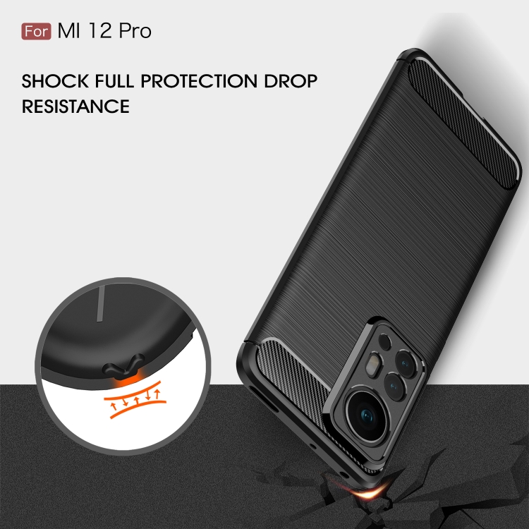  Xiaomi 12 Pro Skal Borstad Stål Textur Svart