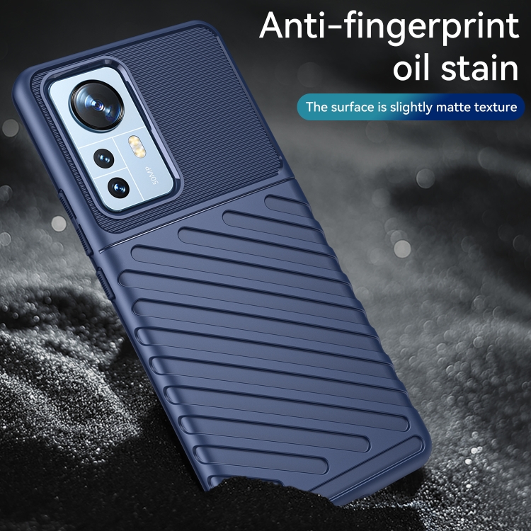  Xiaomi 12 Pro Skal Twill Textur Blå