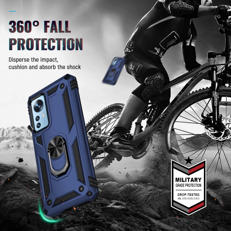  Xiaomi 12 Pro Skal Ring Hybrid Armor Blå