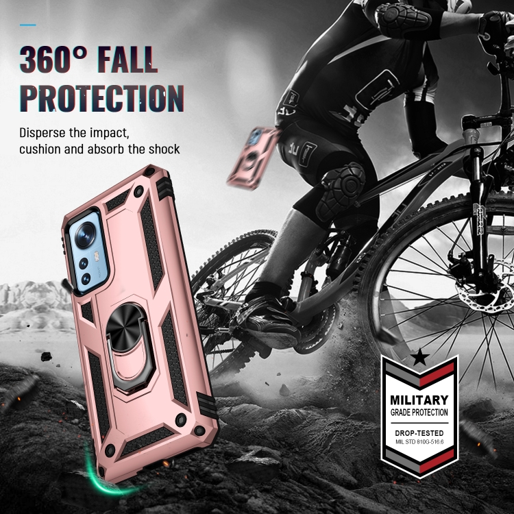  Xiaomi 12 Pro Skal Ring Hybrid Armor Roséguld